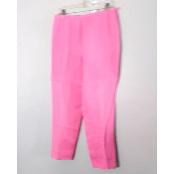 TALBOTS Barbie Pink Irish Linen side Zip Pants Size 12 - Picture 2 of 9